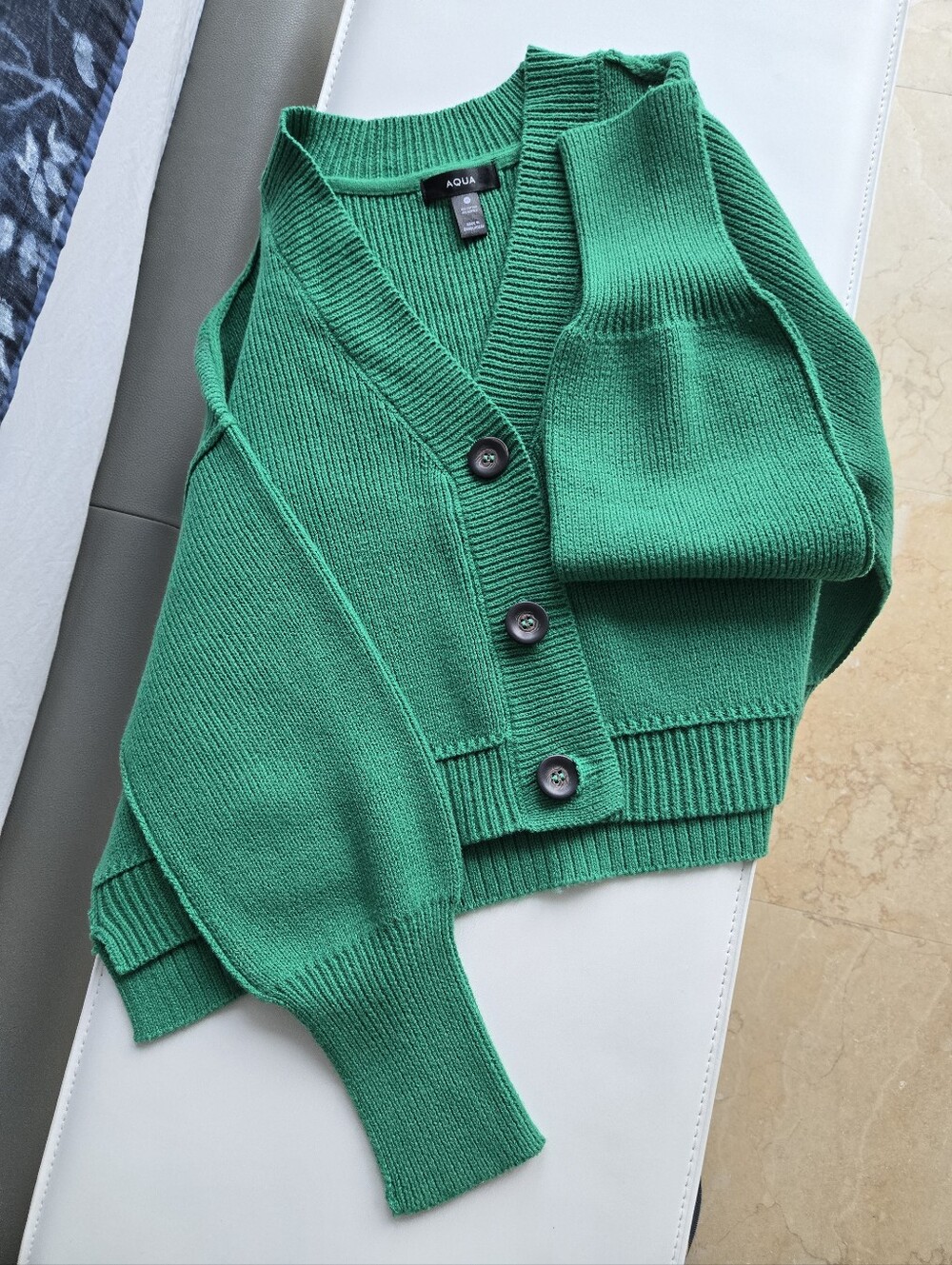 Aqua Emerald Green V-Neck Button Cardigan